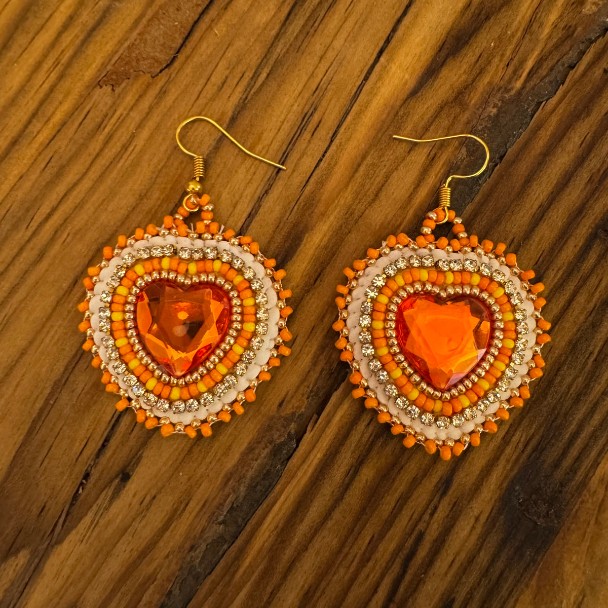 Nora Labillois Earrings Peach Orange Hearts