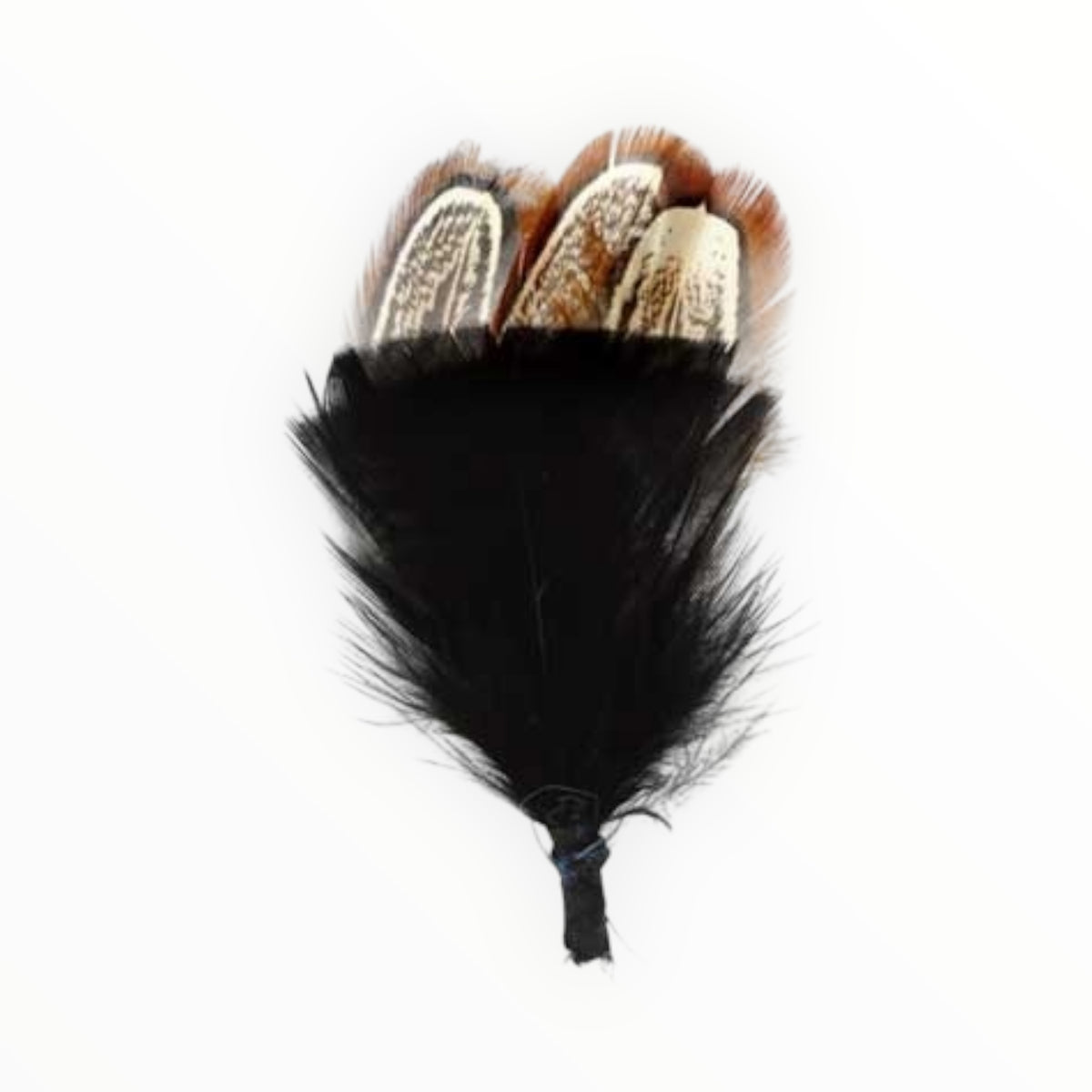Turkey/Pheasant Plumage Hat Trim – 7cm – Black/Natural
