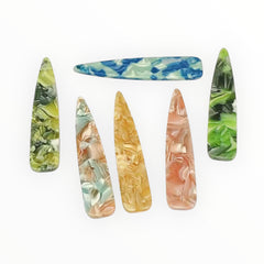 12×54 mm Marbled Long Teardrop, One-Hole Sew-On Acrylic Resin Gem (Sold in Pairs)