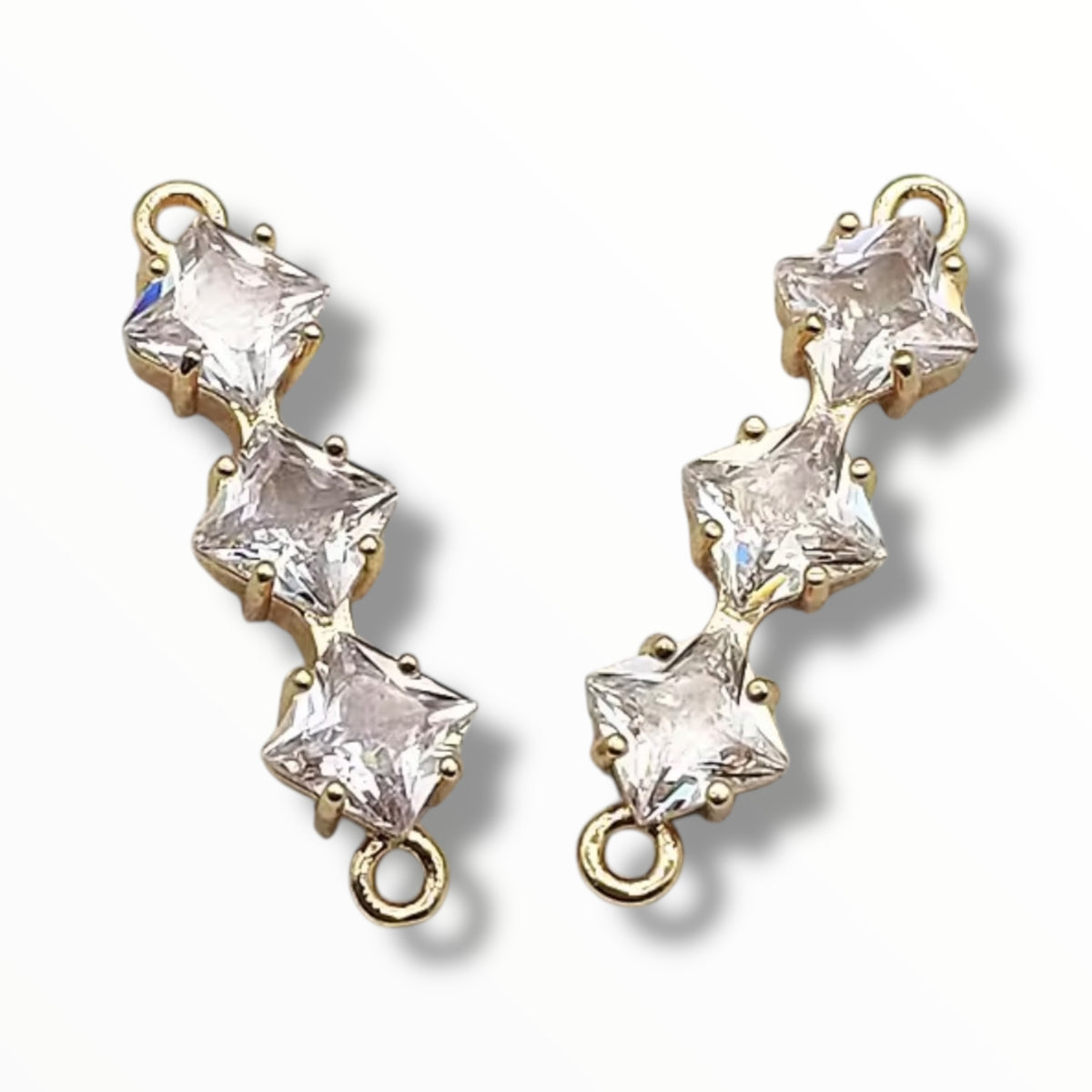 Cubic Zirconia Pendant Connectors – 26×7mm (KC Gold & Rhodium)