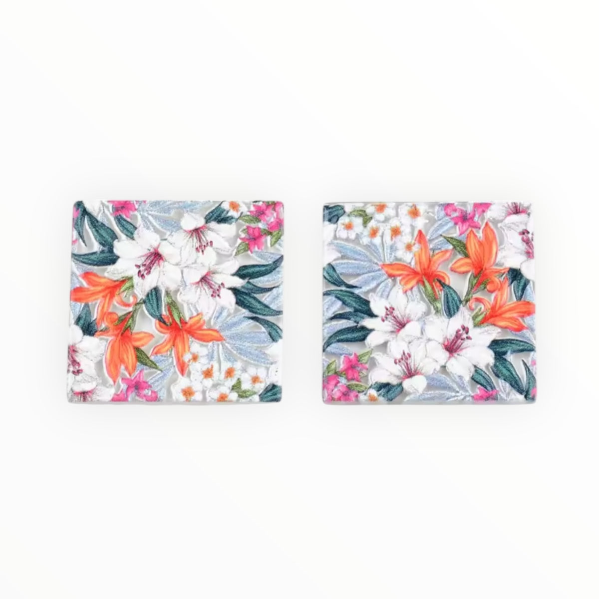 Mixed Flowers - Acrylic Cabochon - Square