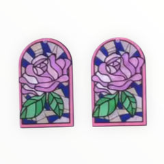 Stained Glass Lavender Roses - Acrylic Cabochon