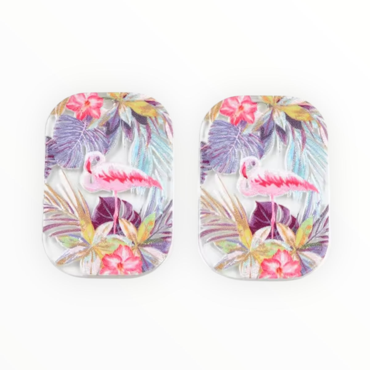 Flamingo Fun - Acrylic Cabochon - Rounded Rectangle