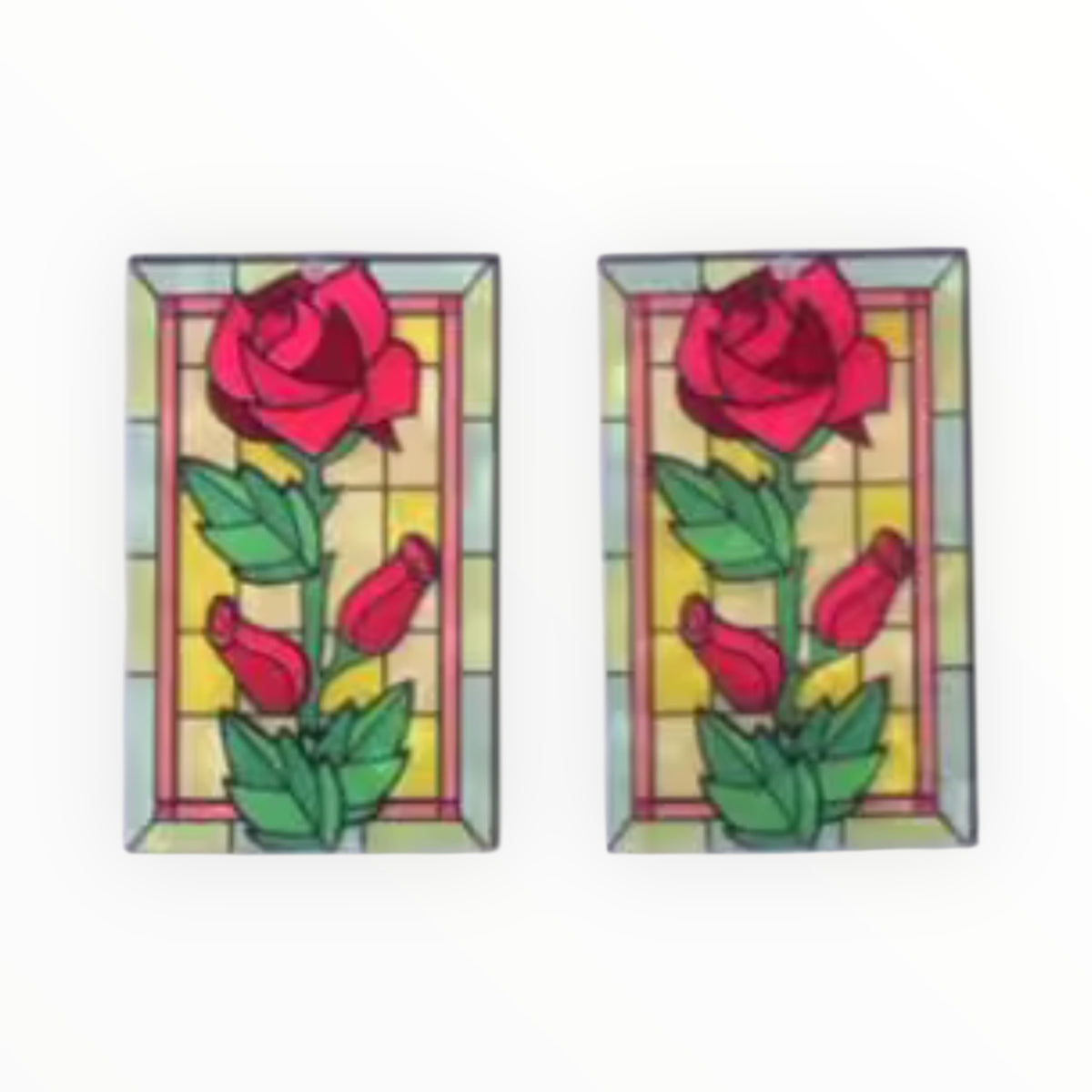 Stained Glass Rose Rectangle - Acrylic Cabochon