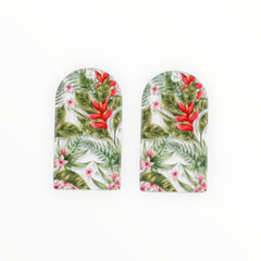 Ferns & Flowers - Acrylic Cabochon - Rounded Rectangle