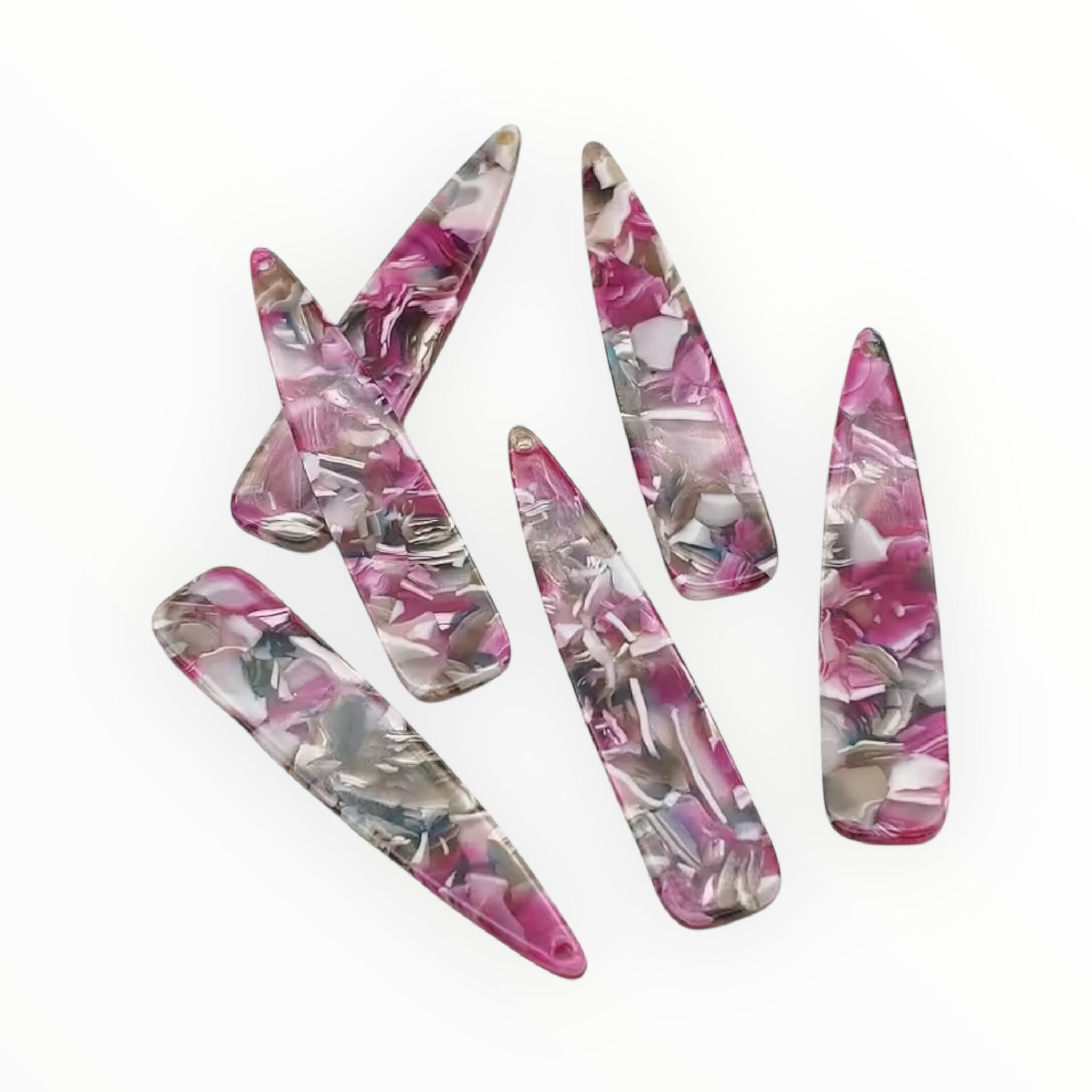 12×54 mm Marbled Pastels Long Teardrop, One-Hole Sew-On Acrylic Resin Gem (Sold in Pairs)