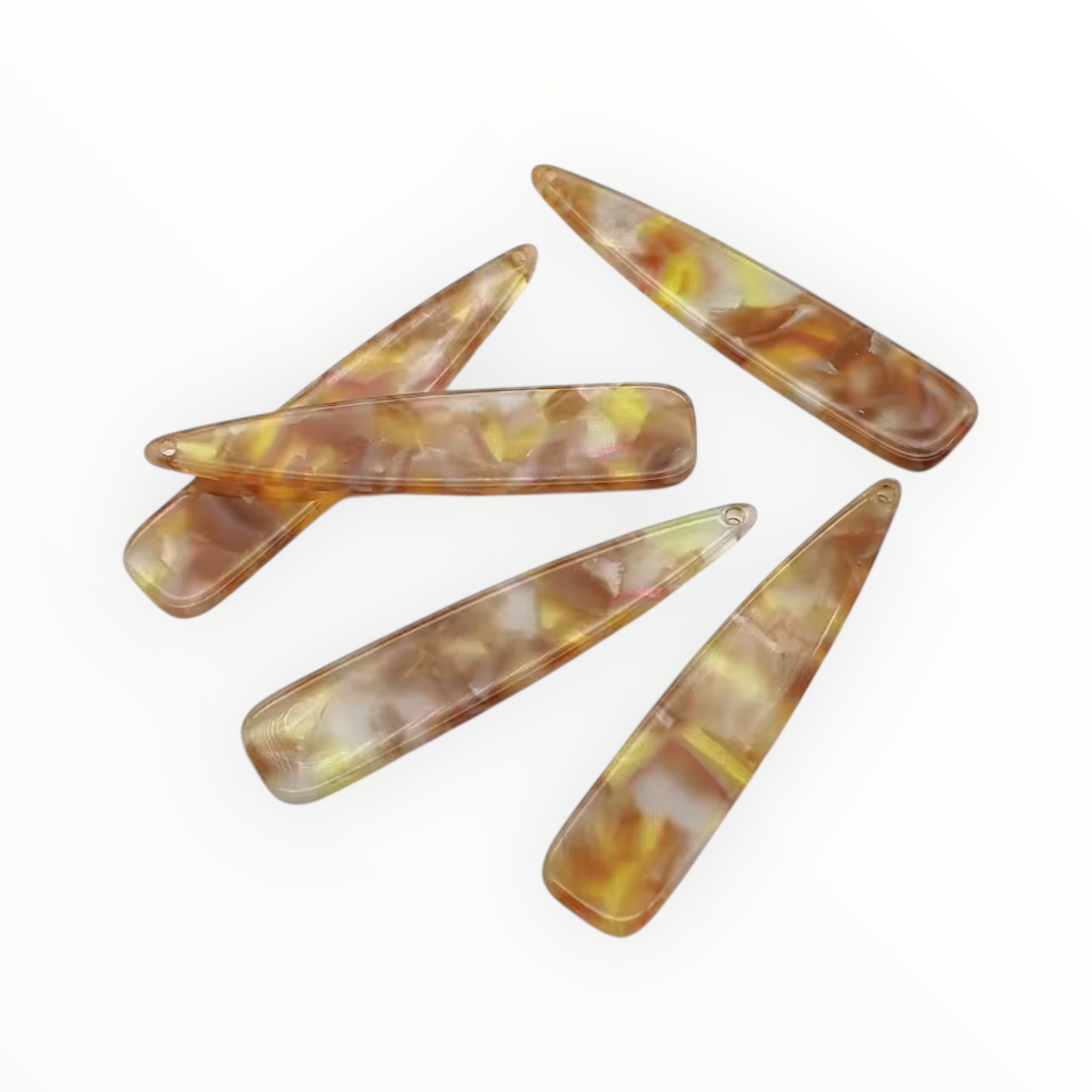 12×54 mm Marbled Pastels Long Teardrop, One-Hole Sew-On Acrylic Resin Gem (Sold in Pairs)