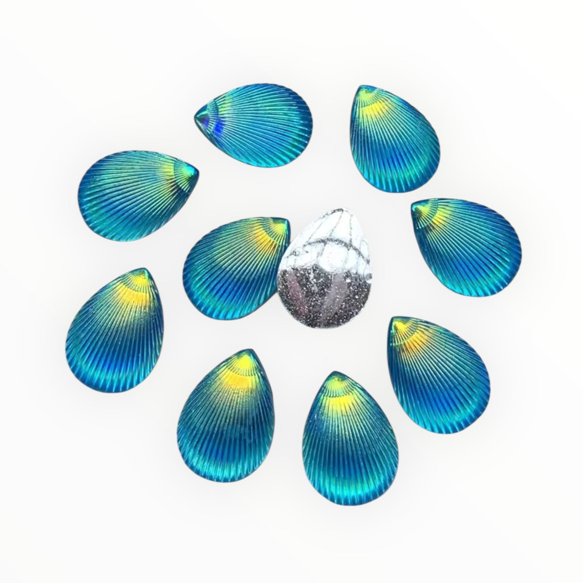 13x18mm Teardrop Shell AB – Resin Gem (Glue-On)