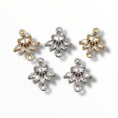 Cubic Zirconia Flower Connectors – 19×15mm (KC Gold & Rhodium)