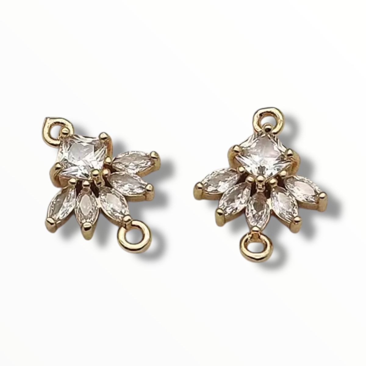 Cubic Zirconia Flower Connectors – 19×15mm (KC Gold & Rhodium)