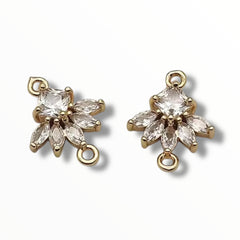 Cubic Zirconia Flower Connectors – 19×15mm (KC Gold & Rhodium)