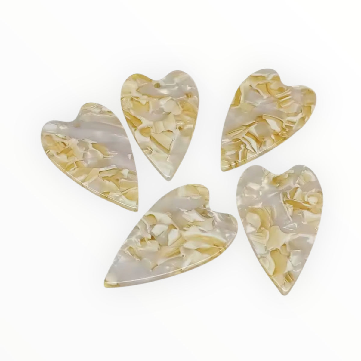 Marble Blend Acrylic Heart Gems – 23×39mm