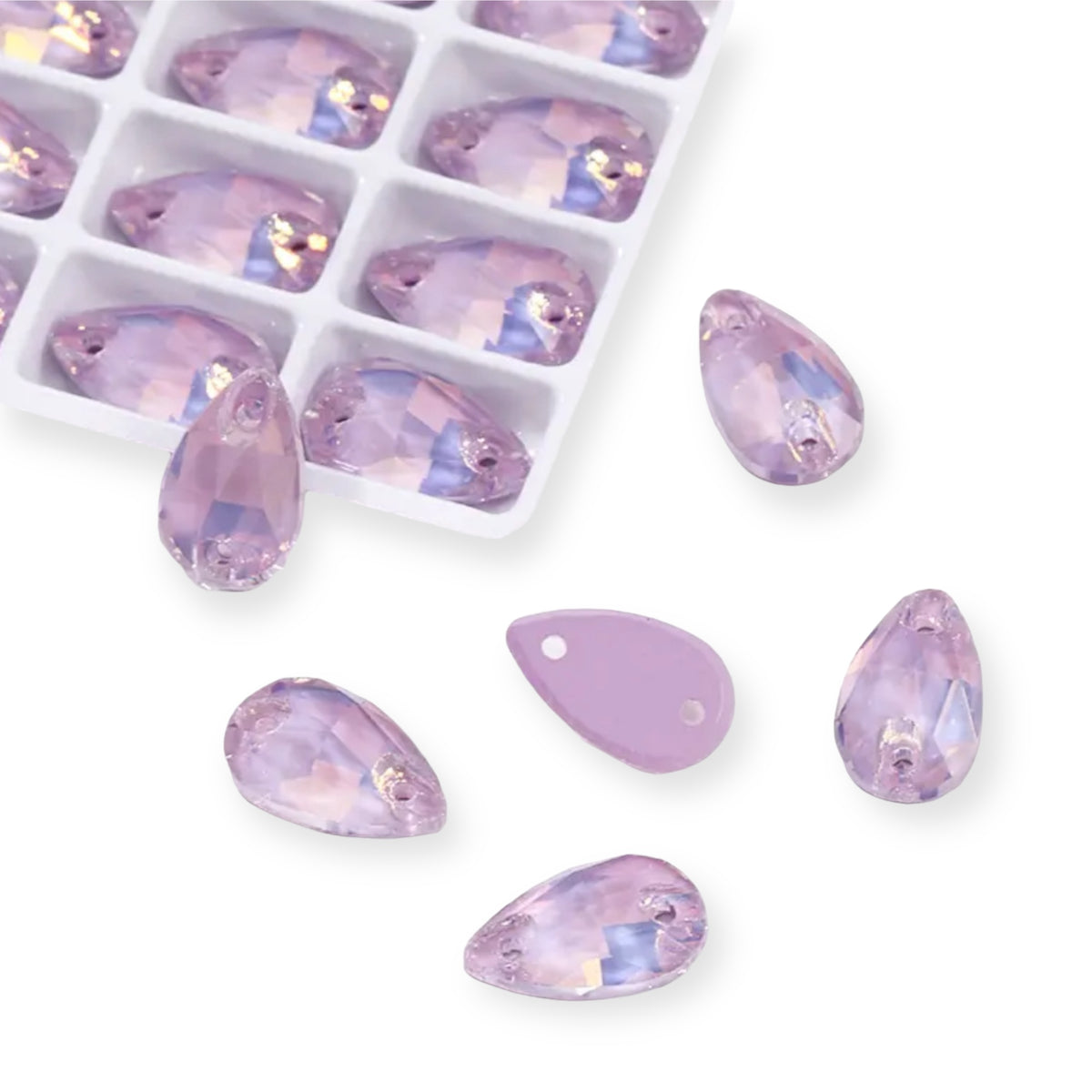 17*28mm Lavender Fancy Glass Crystal, Sew On Gems, Sold in Pairs