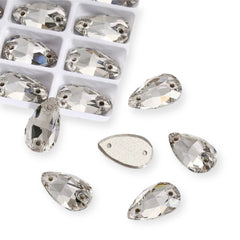 17*28mm Crystal Fancy Glass Crystal, Sew On Gems, Sold in Pairs