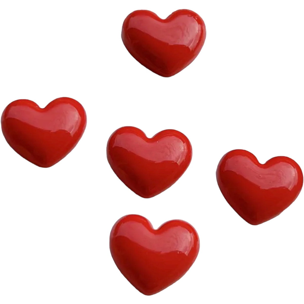 20mm Heart Shaped Gloss Resin Gems – Glue-On (Sold in Pairs)