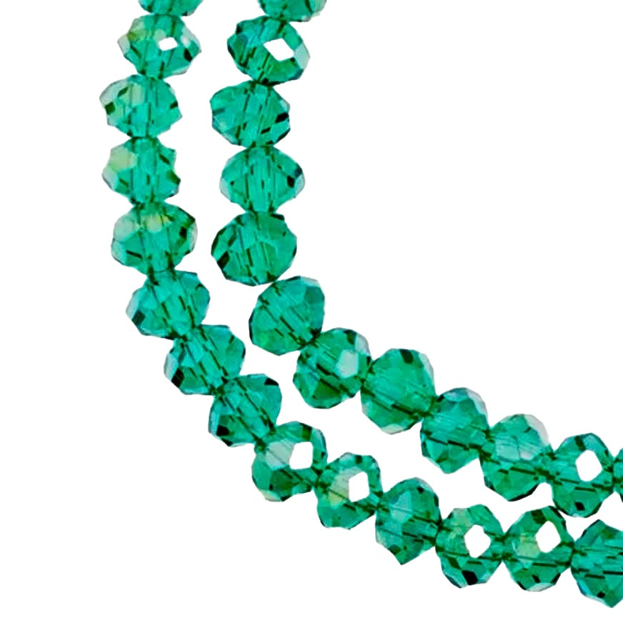 Crystal Lane Rondelle 2 Strand 7in (apx78pcs) 4x6mm Transparent Dark Green AB