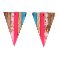32.5 × 21.5 × 3.5 mm Wood & Acrylic/Resin Triangle Cabochon
