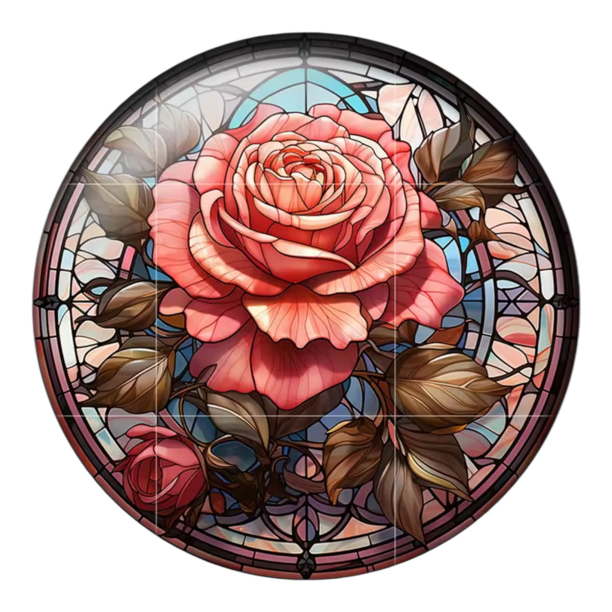 20mm Rose Stained Glass Gems – Glue-On (Pair)