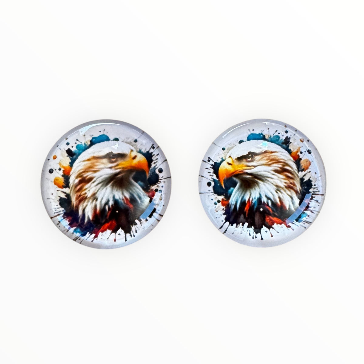 20mm Eagle Splash Glass Gems – Glue-On (Pair)