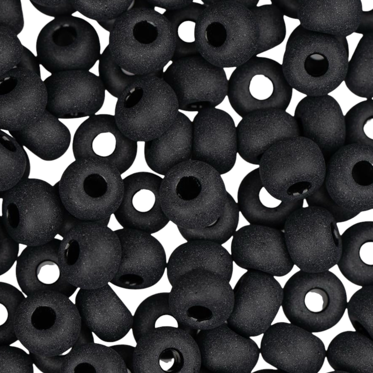 6/0 Preciosa Czech Seed Beads Opaque Black Matte, 22g Vial