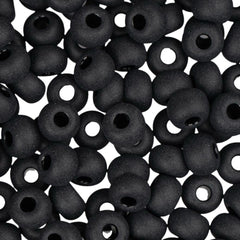 6/0 Preciosa Czech Seed Beads Opaque Black Matte, 22g Vial