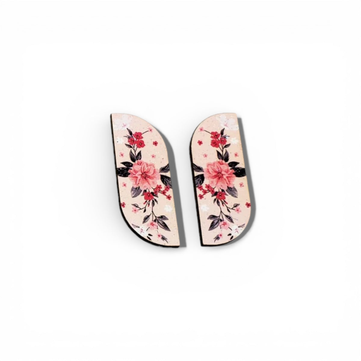 Wooden Floral Long Cabochons – 1.5″ (Sold in Pairs)