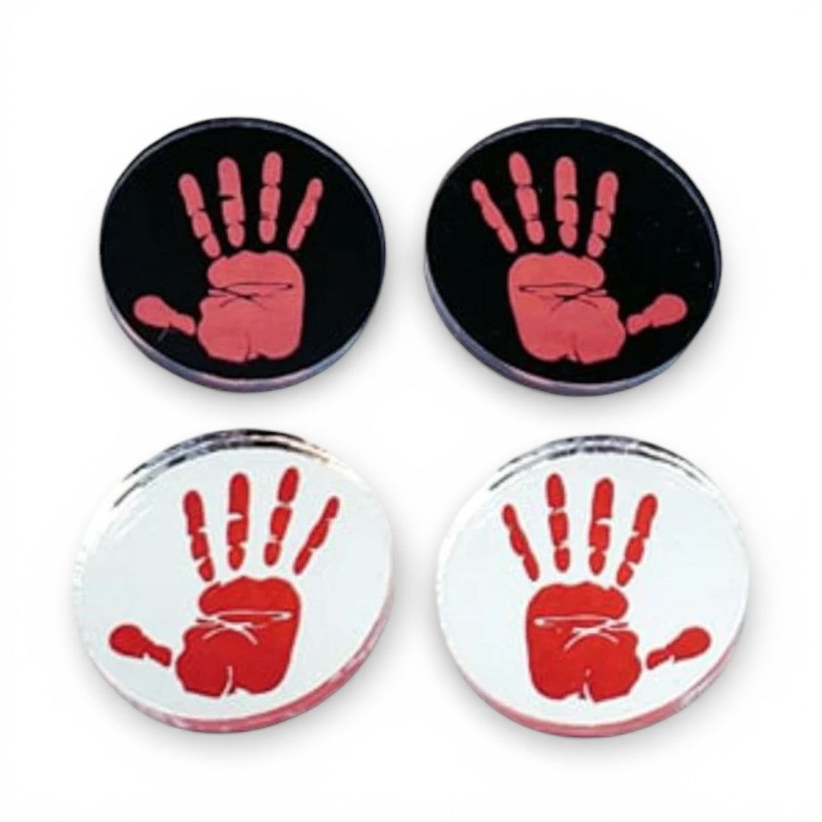 1" MMIWG2S Red Hands Acrylic Mirror Cabochons