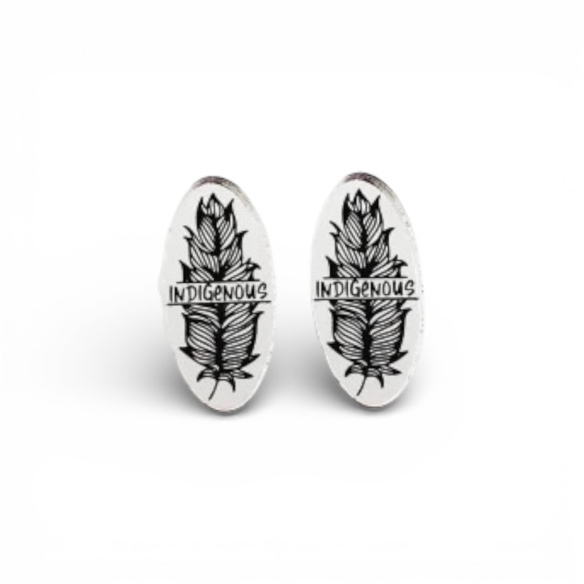 Black Feather Acrylic Mirror Cabochons – 1.25″ (Sold in Pairs)