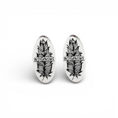 Black Feather Acrylic Mirror Cabochons – 1.25″ (Sold in Pairs)