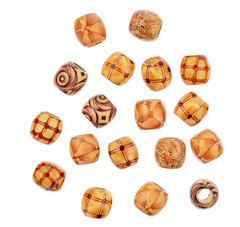 Wooden Barrel Beads – Natural Mixed Pattern (16 × 16 mm)