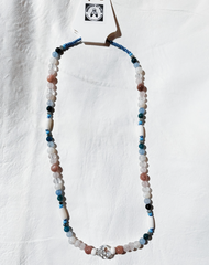 Silas - Natural Stone & Bone Necklace Trans Pride