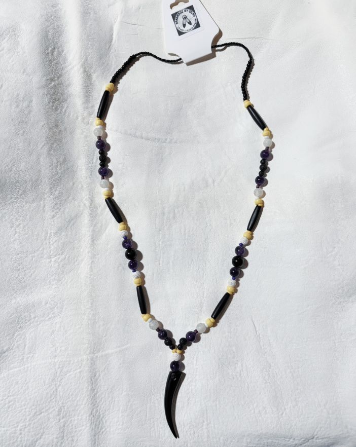 Silas - Natural Stone & Bone Necklace Non-Binary Pride