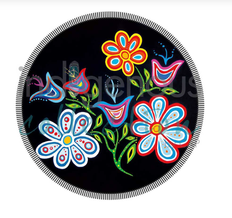 Happy Flower Round Beach Towel Blanket
