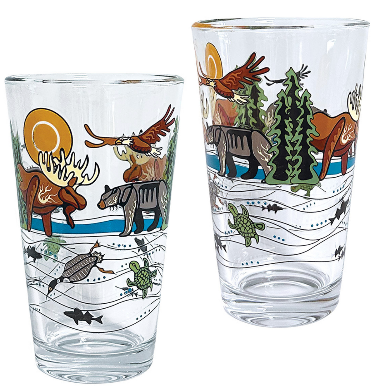 Printed Glass Tumbler (Set of 2) - Hummingbird (Nenookaasi)