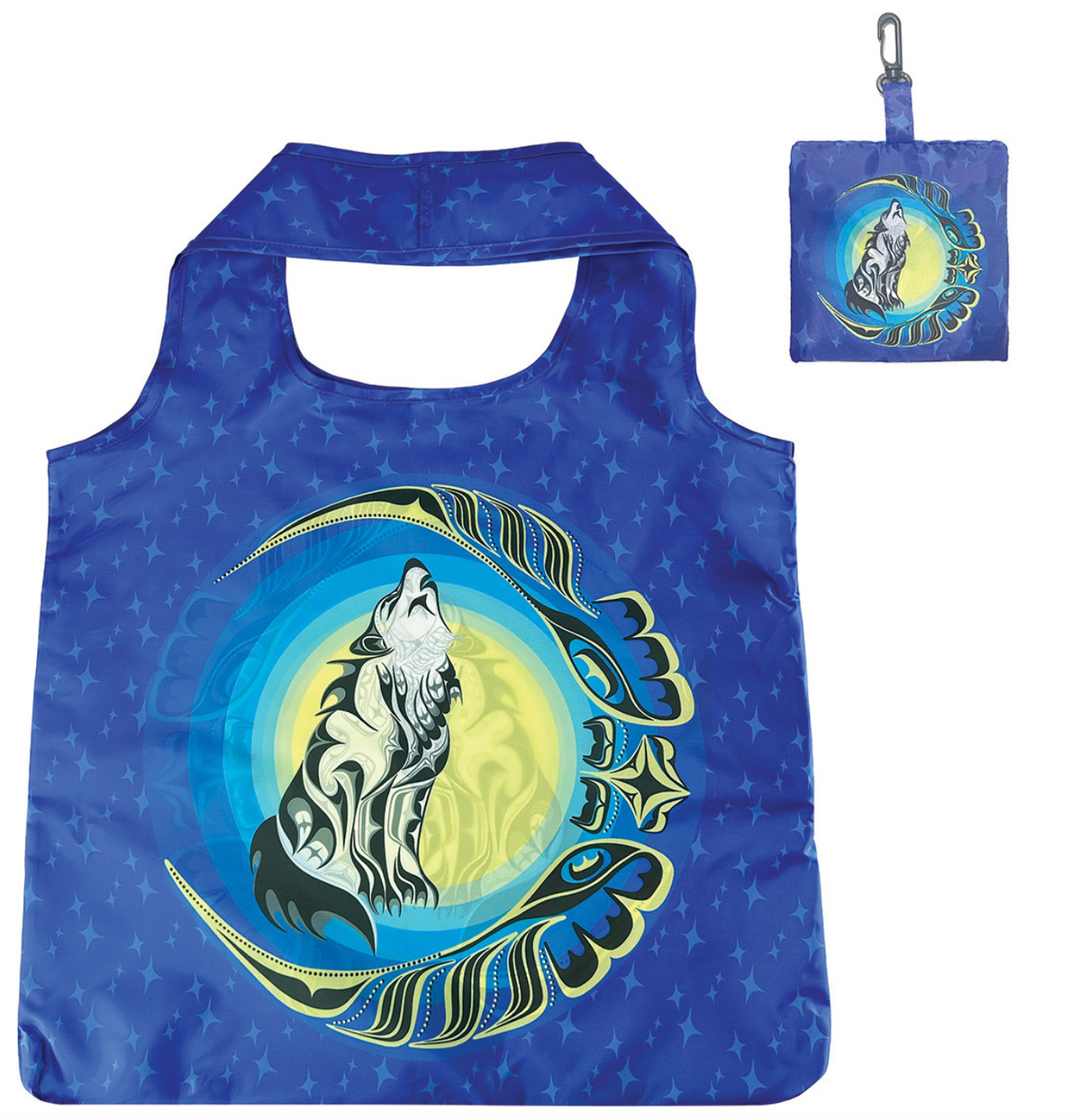 Foldable Shopping Bag - Spirit Wolf and Eagle Moon