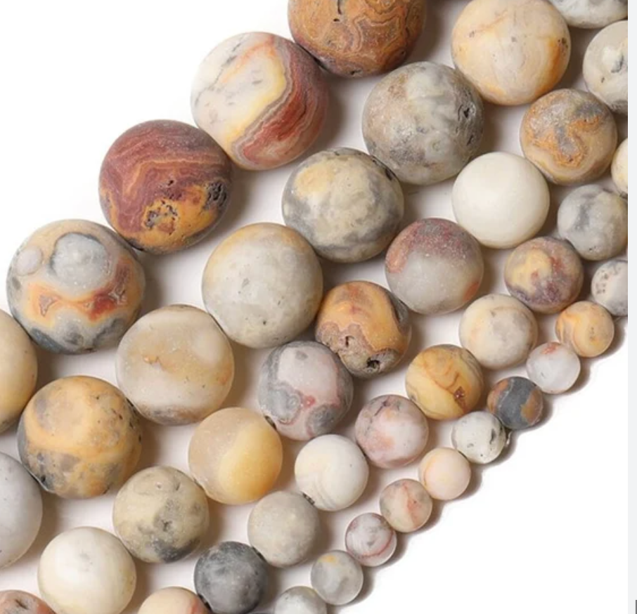 Frosted Crazy Lace Agate 8mm