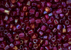 9/0 3 Cut Czech Seed Beads Transparent Red Iris