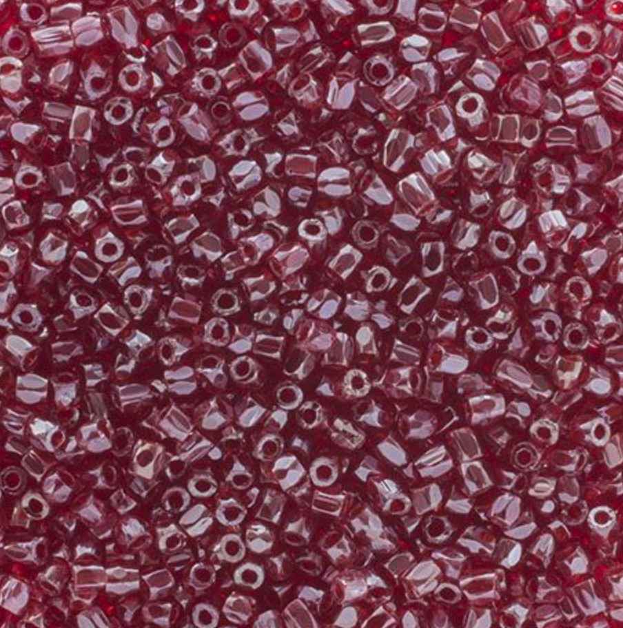 9/0 3 Cut Czech Seed Beads Transparent Red Luster