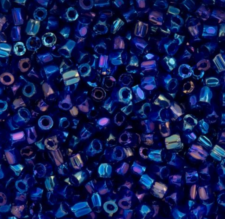 9/0 3 Cut Czech Seed Beads Transparent Navy Blue Iris