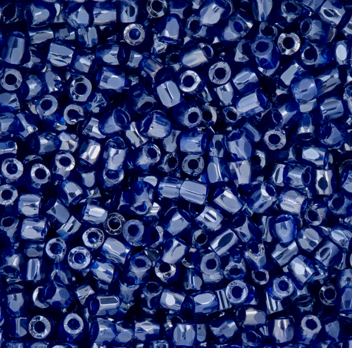 Czech Seed Beads 9/0 3Cut 13g vial Transparent Dark Blue Luster