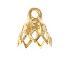 7mm Gold 7-Prong Bell Caps with Top Loop – 6 Pieces