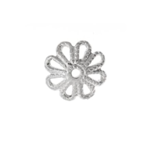 8mm Silver Nickel Bead Caps – 5 Pieces