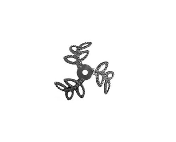 Tri Leaf Gunmetal Bead Caps 12mm - 10 Pieces LF/NF