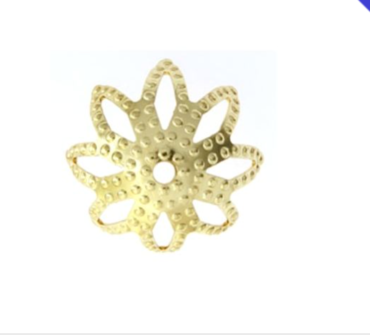 13mm Gold Bead Caps - 10 Pieces
