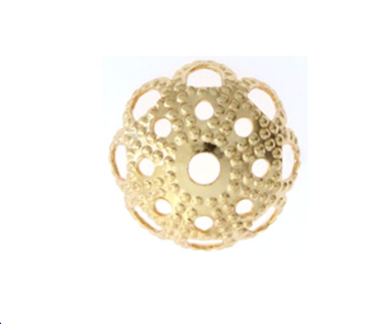 10mm Gold Bead Caps - 10 Pieces