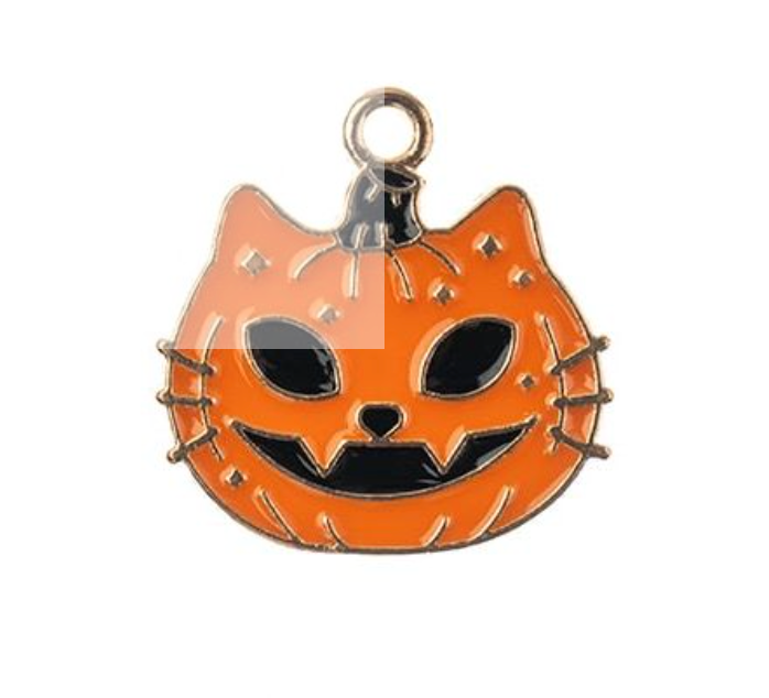 Sweet & Petite Halloween Charms – 25mm Cat Face Pumpkin (6pcs)
