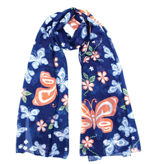 Chiffon Scarf - Butterfly and Wild Rose