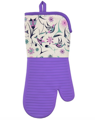 Silicone Oven Mitt - Hummingbirds (purple)