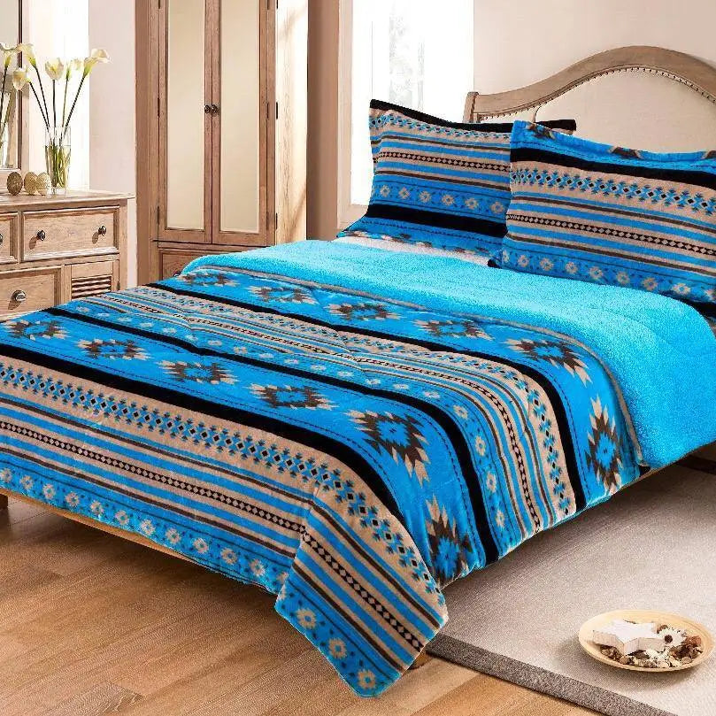 King Size Sherpa Lined 3-Piece Blanket Set