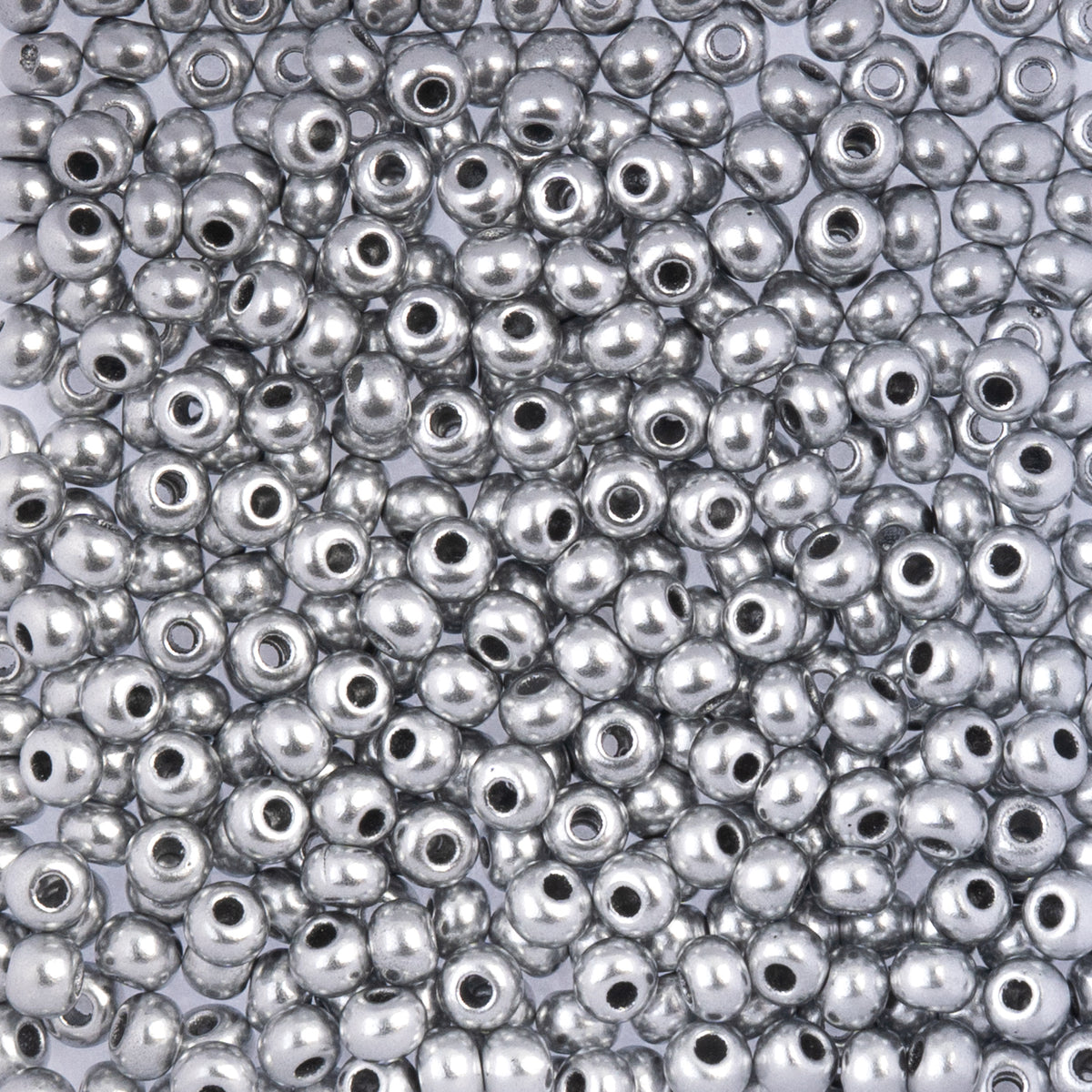6/0 Preciosa Czech Seed Beads Opaque Metallic Silver Matte, 22g Vial